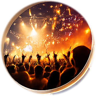 Live event crowd with stage lighting